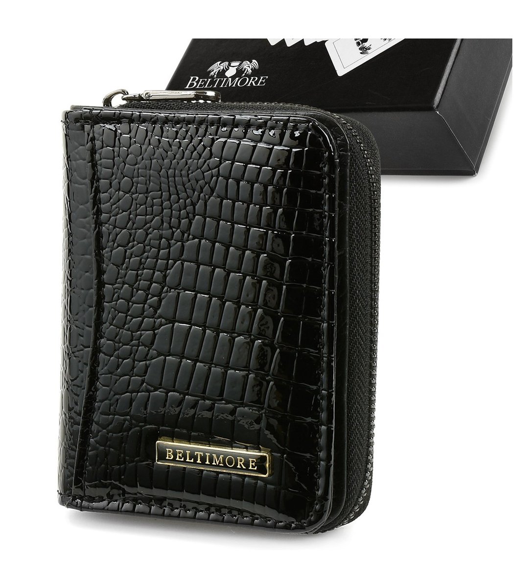 Damski portfel skóra naturalna premium, czarny, Beltimore A05black