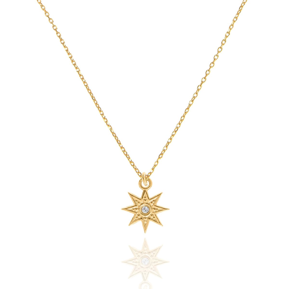 Naszyjnik srebrny pozłacany z gwiazdą z kryształkiem 45 CM