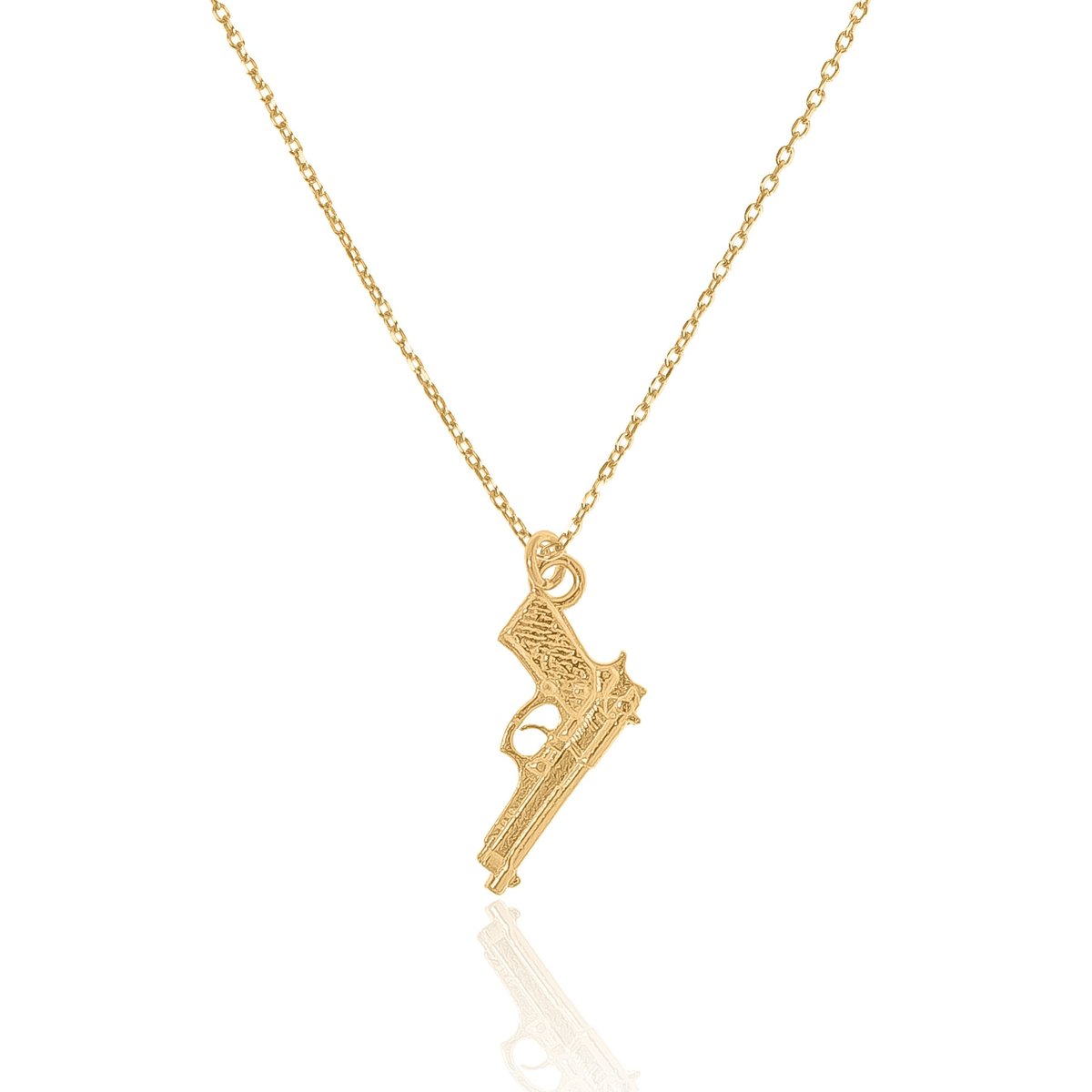 Naszyjnik srebrny pozłacany z pistoletem 42 CM