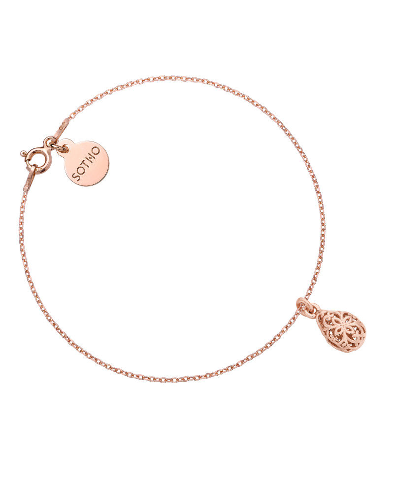 Bransoletka z ażurową łezką z różowego złota