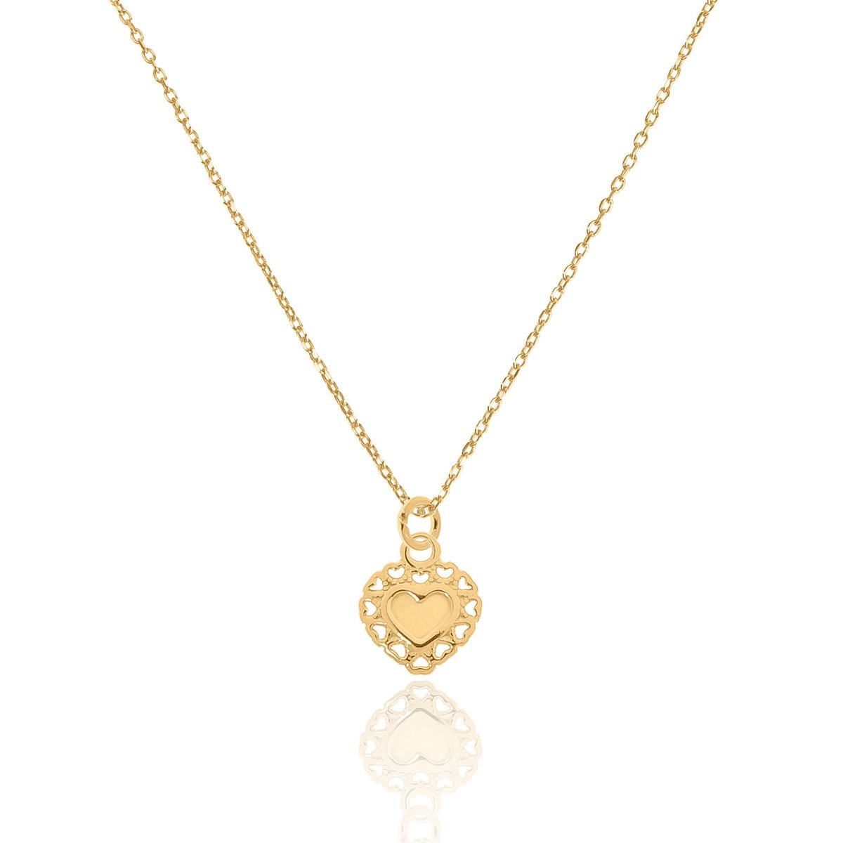 Naszyjnik srebrny pozłacany z ozdobnym sercem 45 CM