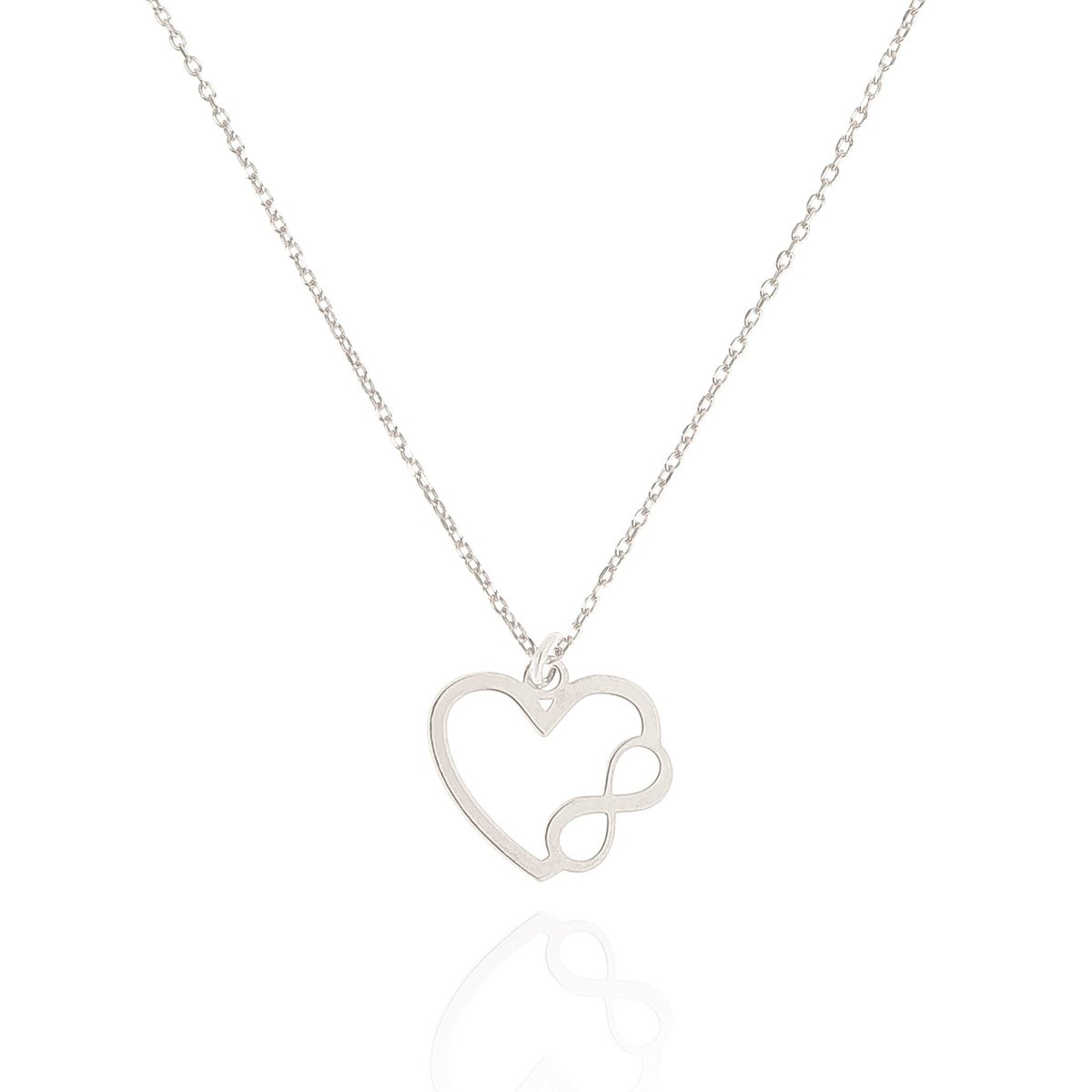 Naszyjnik srebrny z sercem i nieskończonością 50 CM