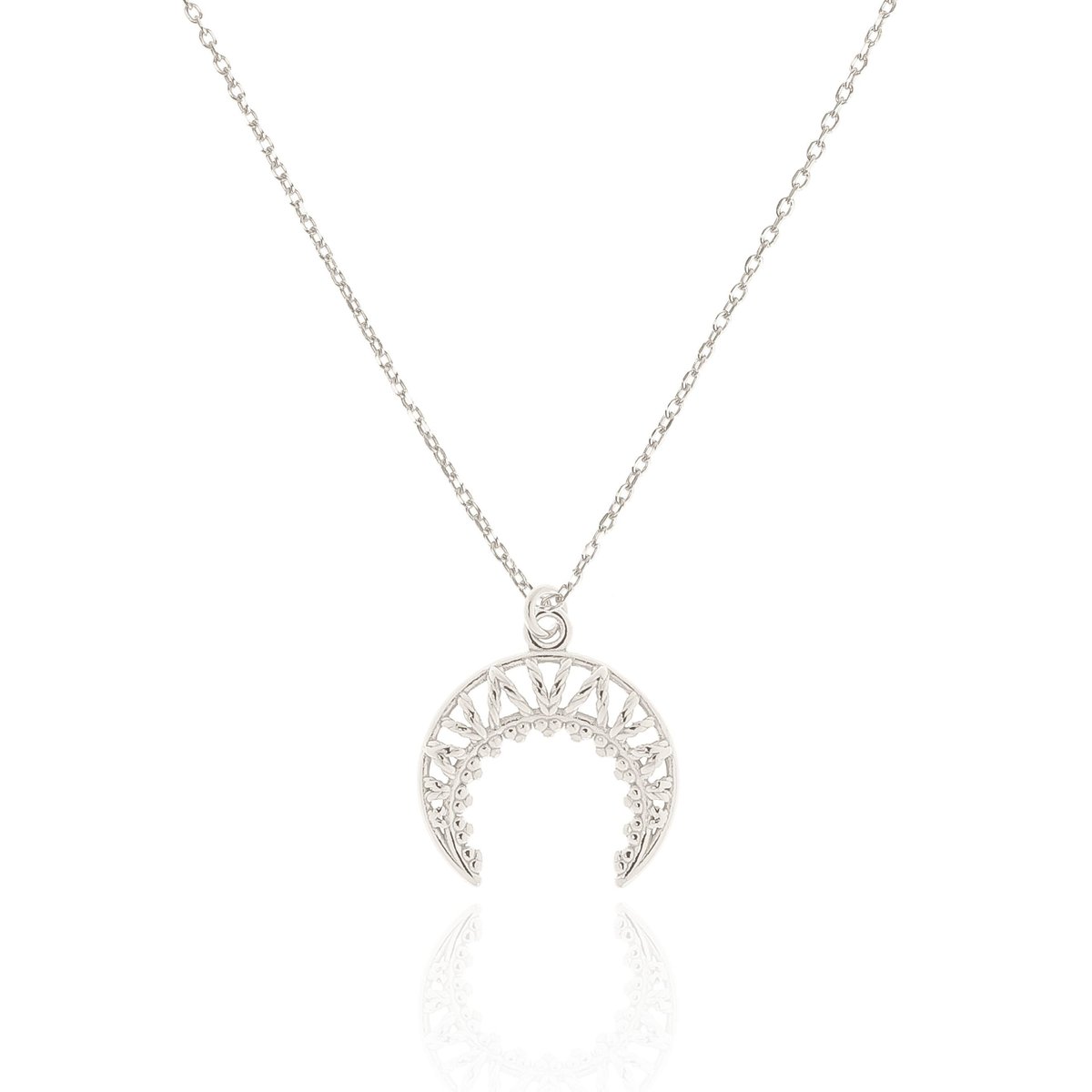 Naszyjnik srebrny z masywnym księżycem 45 CM