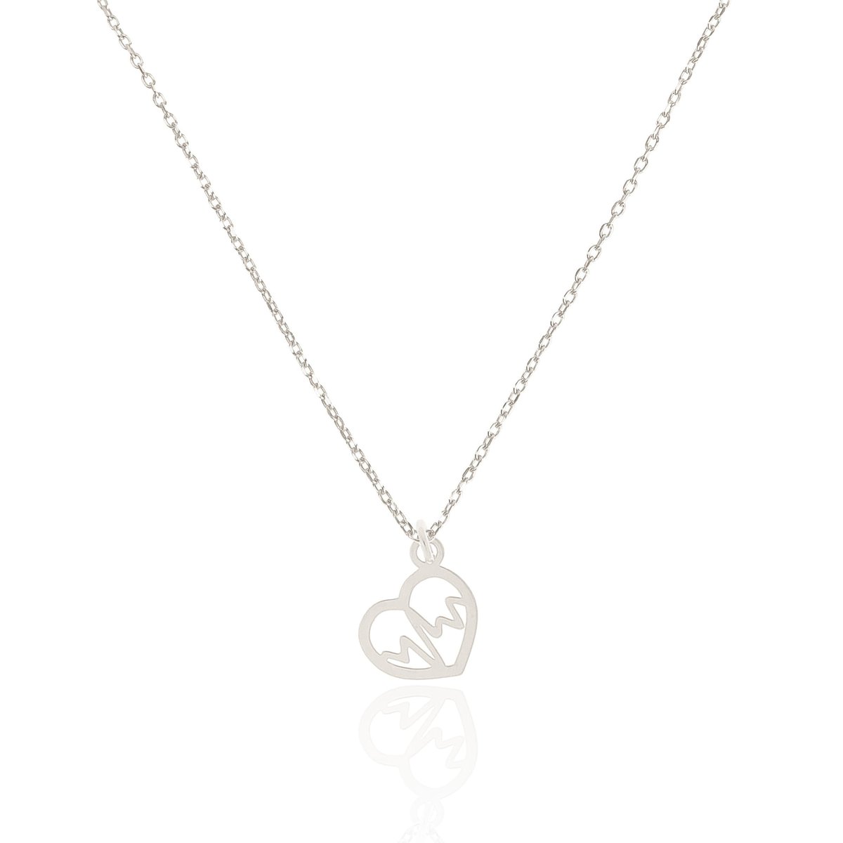 Naszyjnik srebrny z małym sercem z linią życia 45 CM