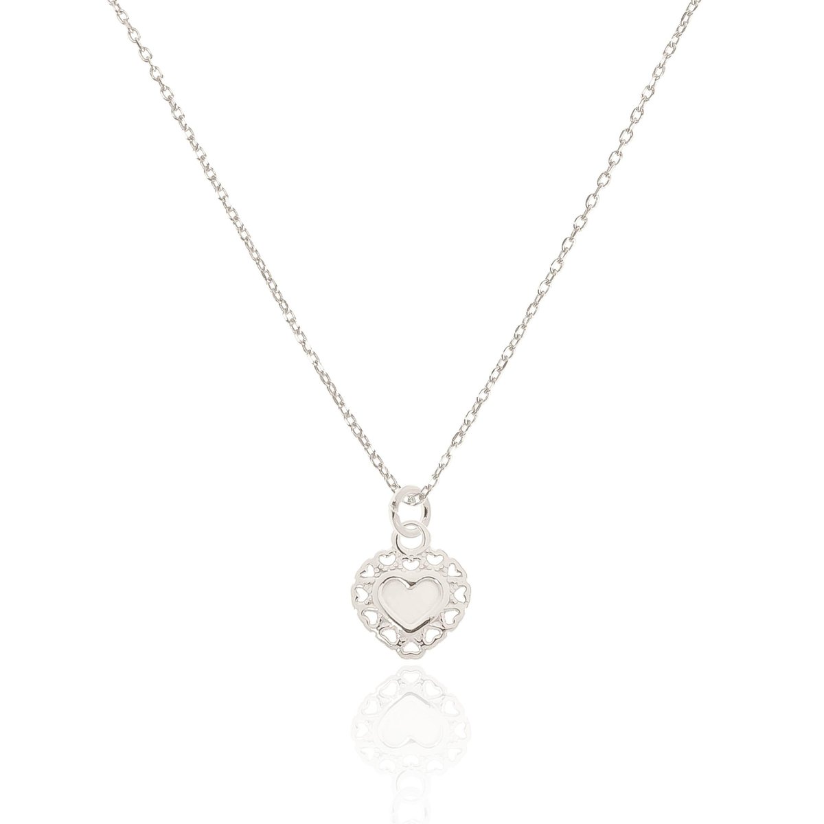 Naszyjnik srebrny z ozdobnym sercem 42 CM