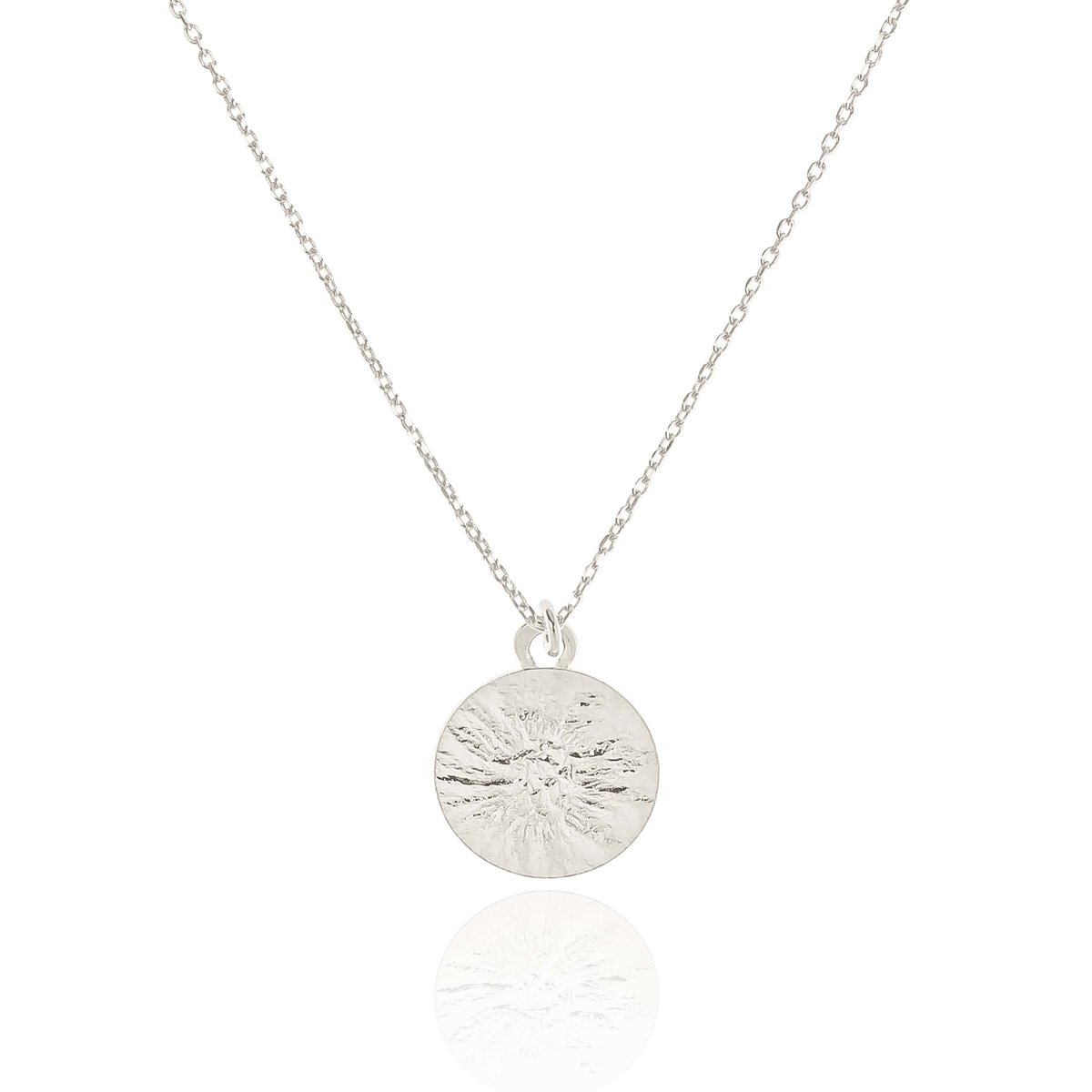 Naszyjnik srebrny z dużym młotkowanym kółkiem 45 CM