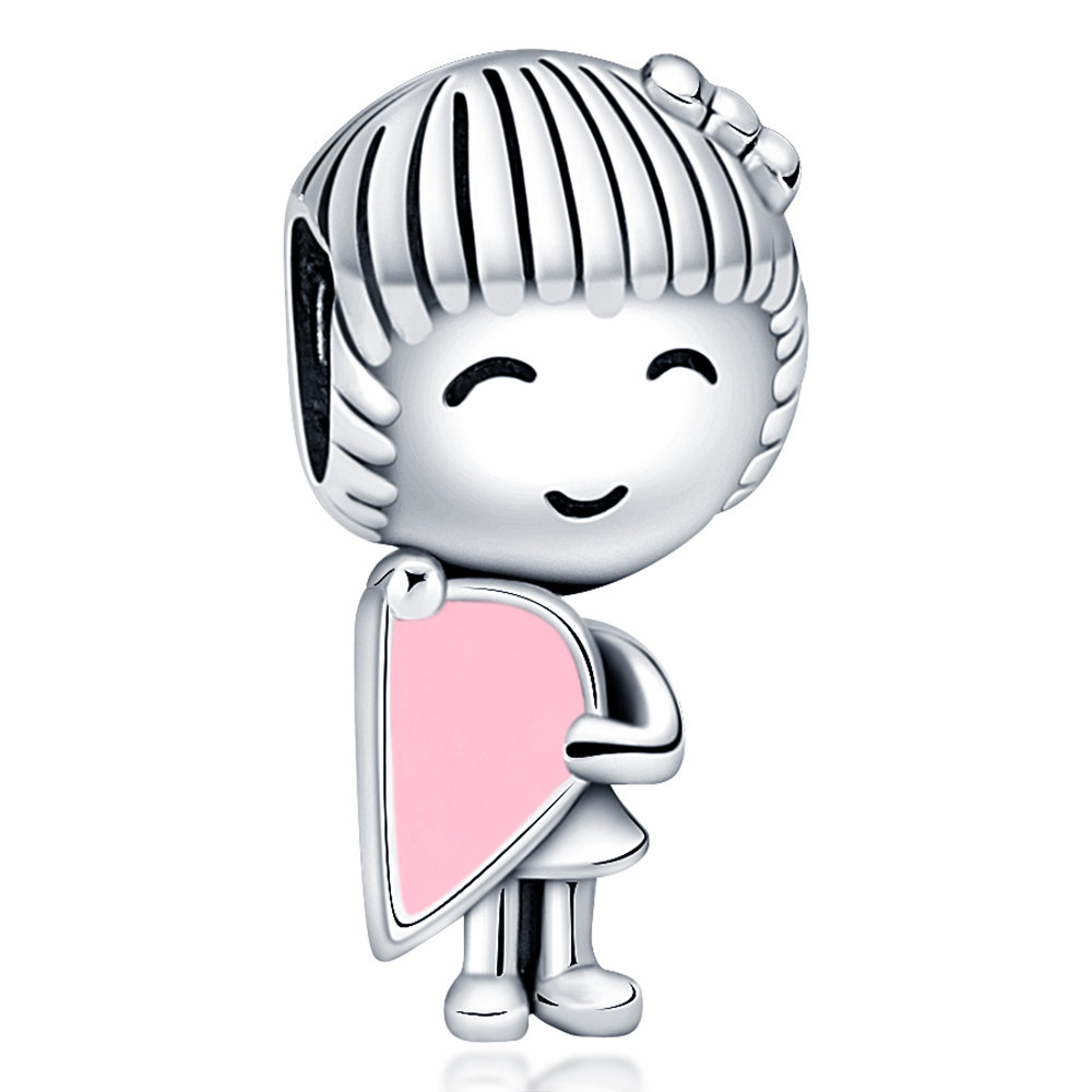Zawieszka SREBRO 925 Charms koralik do PANDORA Dziewczynka z sercem