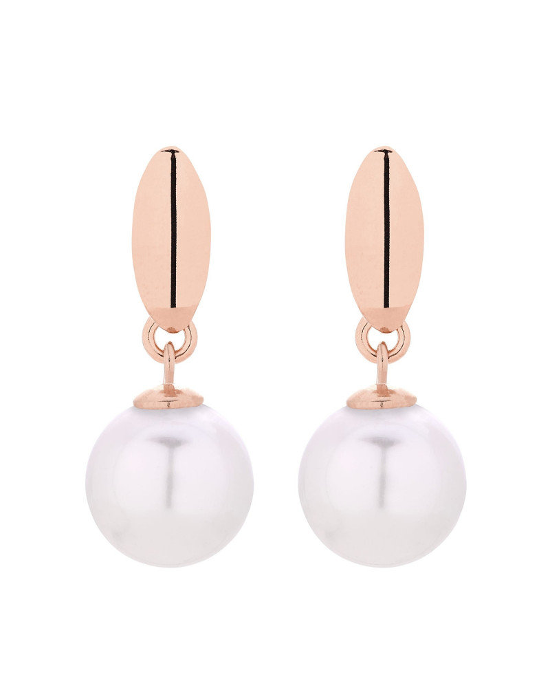 Kolczyki z różowego złota z białymi perłami SWAROVSKI® CRYSTAL