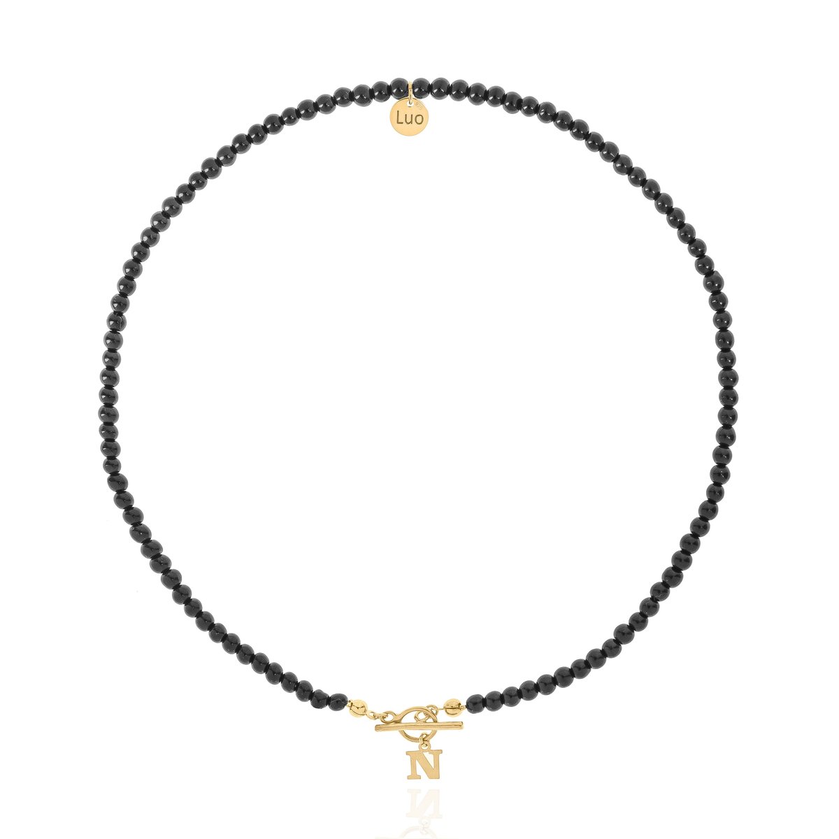 Naszyjnik z czarnych pereł z literką 45 CM U