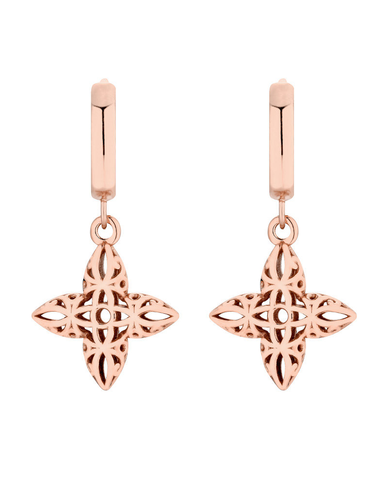 Kolczyki z różowego złota z ażurowymi kwiatkami