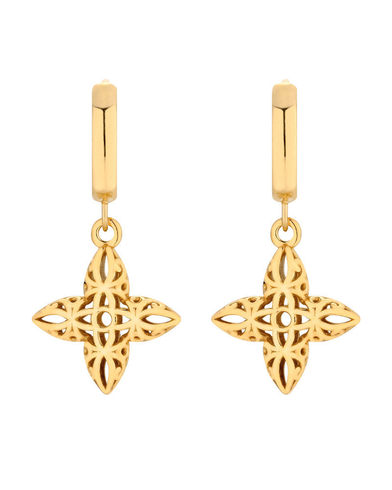 Złote kolczyki z ażurowymi kwiatkami