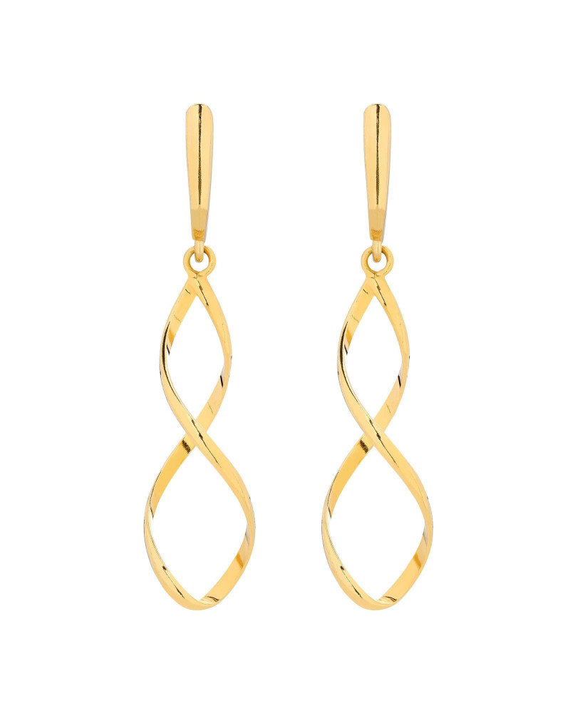 Długie złote kolczyki spirale