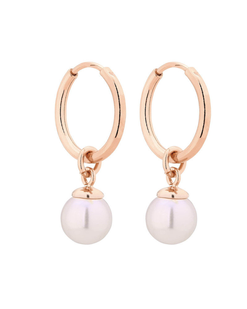 Kolczyki z różowego złota i białymi perłami SWAROVSKI® CRYSTAL