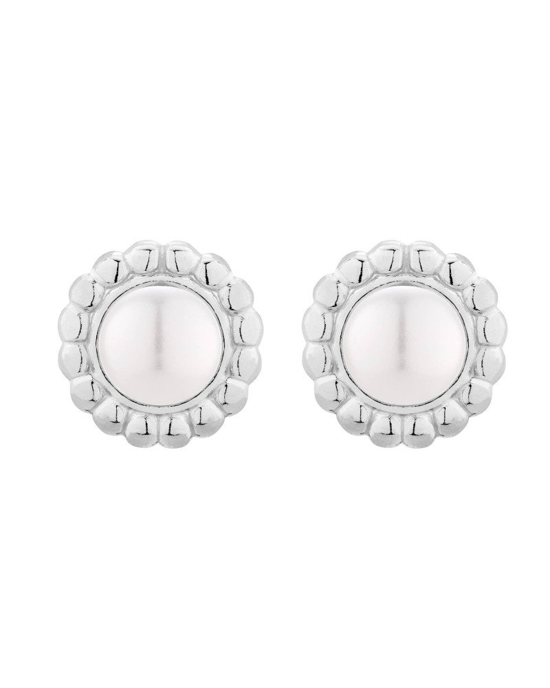 Srebrne kolczyki z białą perłą SWAROVSKI® CRYSTAL