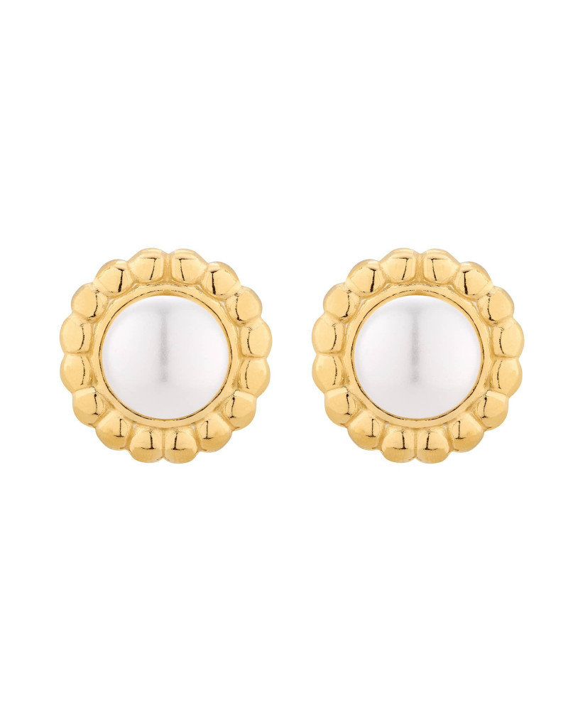 Złote kolczyki z białą perłą SWAROVSKI® CRYSTAL