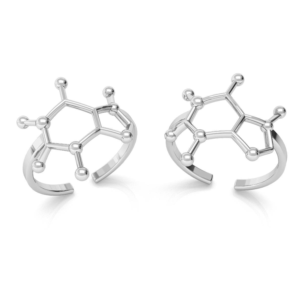 Srebrny pierścionek - kofeina, wzór chemiczny, srebro 925 : ROZMIAR PIERŚCIONKA - Uniwersalny - (min. 11 - Φ16,00 MM / max. 18 - Φ18,33 MM), Srebro ..