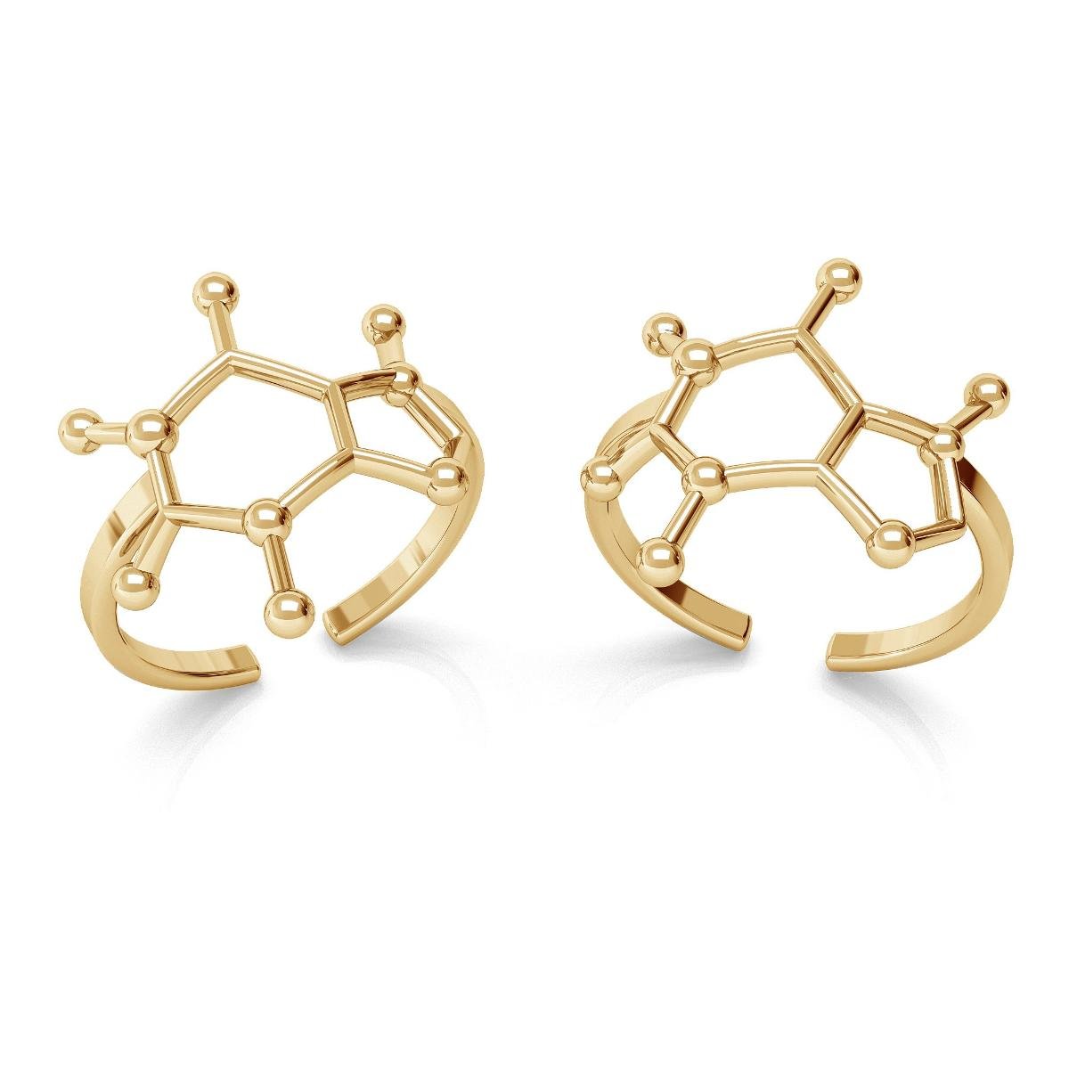 Srebrny pierścionek - kofeina, wzór chemiczny, srebro 925 : ROZMIAR PIERŚCIONKA - Uniwersalny - (min. 11 - Φ16,00 MM / max. 18 - Φ18,33 MM), Srebro ..