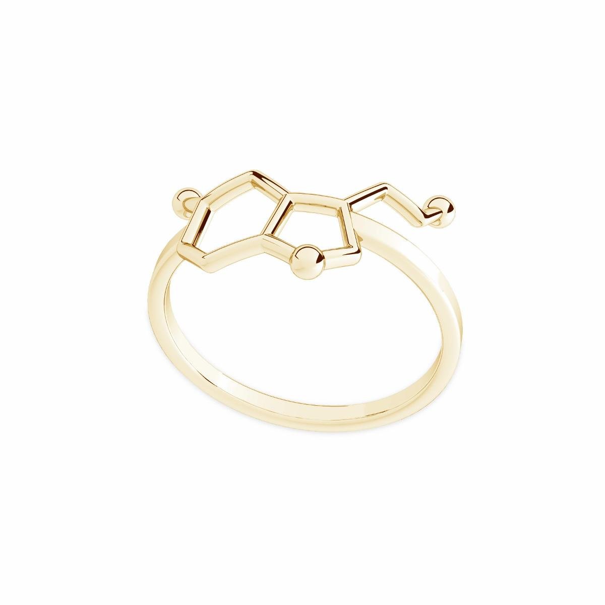 Srebrny pierścionek serotonina, wzór chemiczny 925 : ROZMIAR PIERŚCIONKA - 13 |UK:N | Φ16,67 MM, Srebro - kolor pokrycia - Pokrycie żółtym 18K złotem