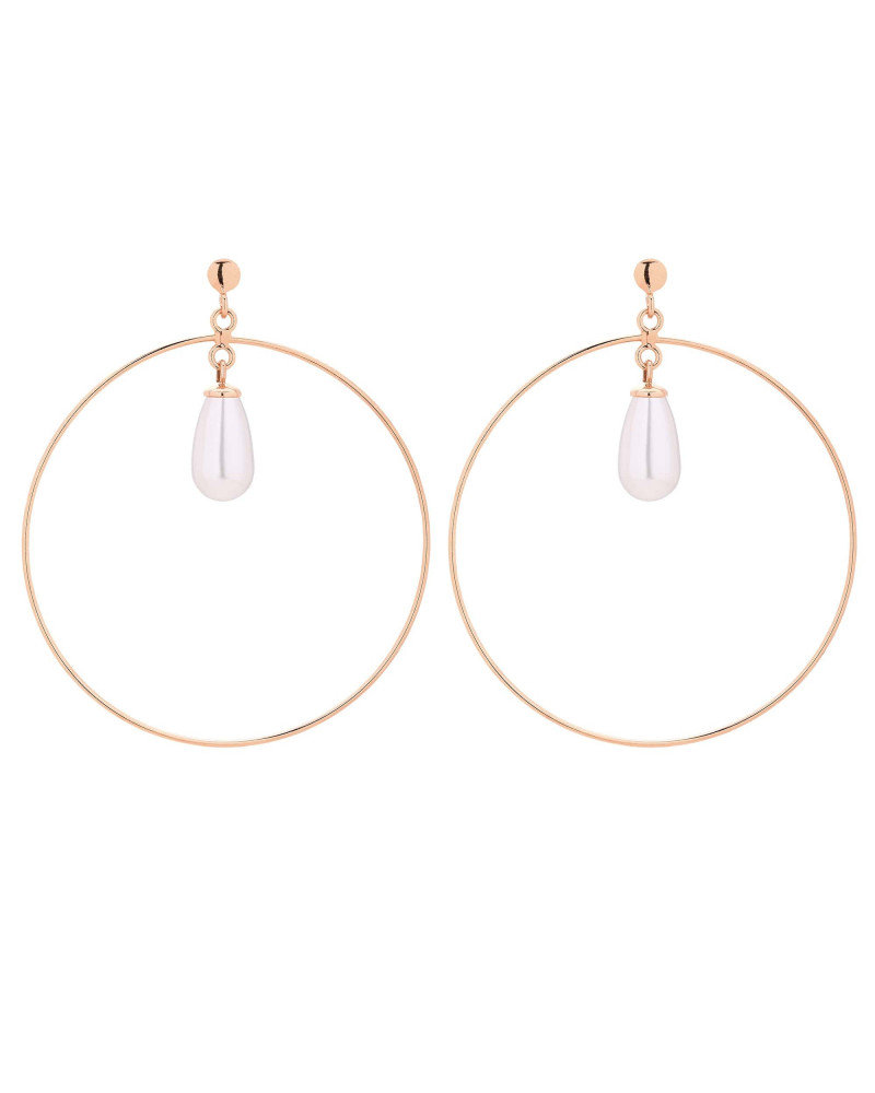 Kolczyki koła z różowego złota z białymi perłami SWAROVSKI® CRYSTAL