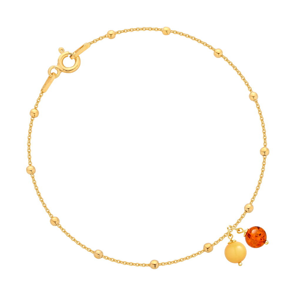 MYNESS Bransoletka pozłacana z bursztynem