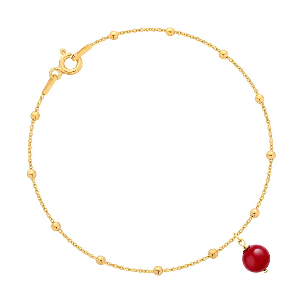 MYNESS Bransoletka pozłacana z koralem