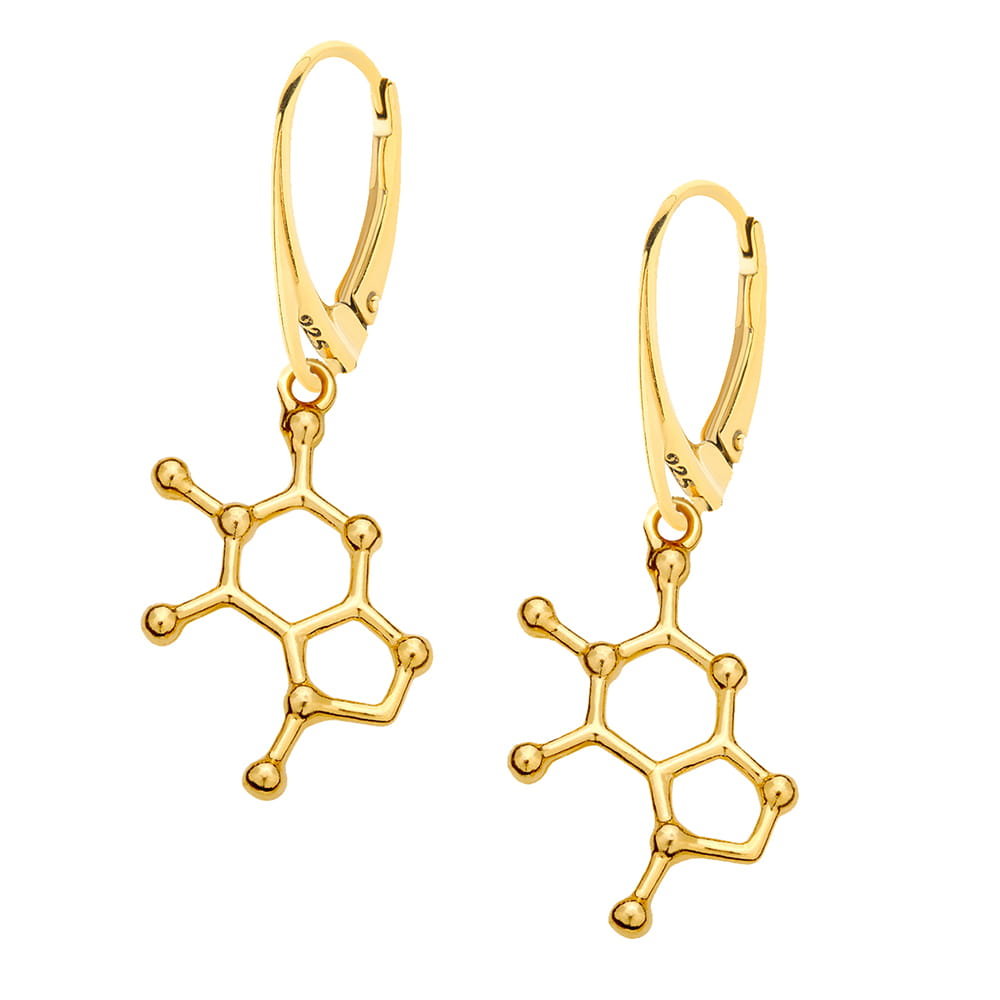 MYNESS Kolczyki pozłacane z wzorem chemicznym czekolady