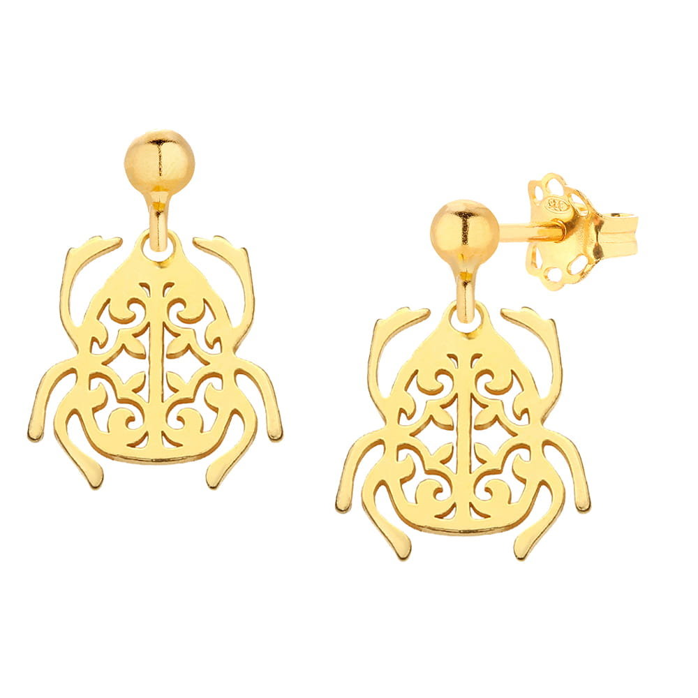 MYNESS Kolczyki pozłacane ze skarabeuszem