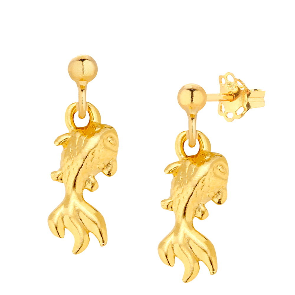 MYNESS Kolczyki pozłacane ze złotą rybką