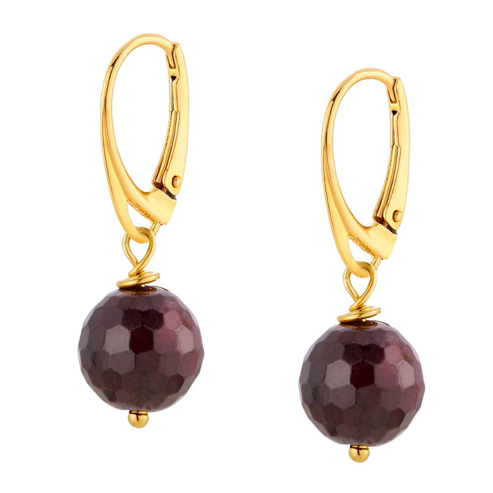 MYNESS Kolczyki pozłacane z granatem