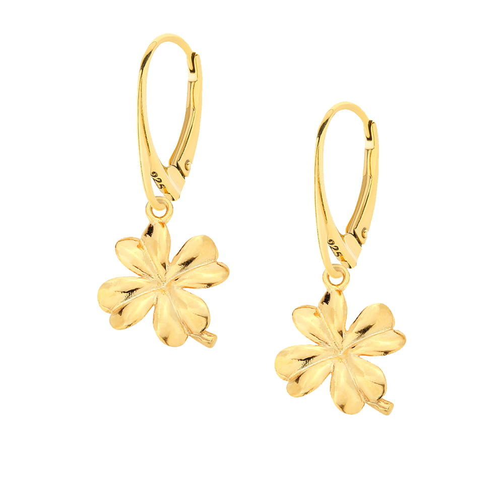 MYNESS Kolczyki pozłacane z koniczynkami