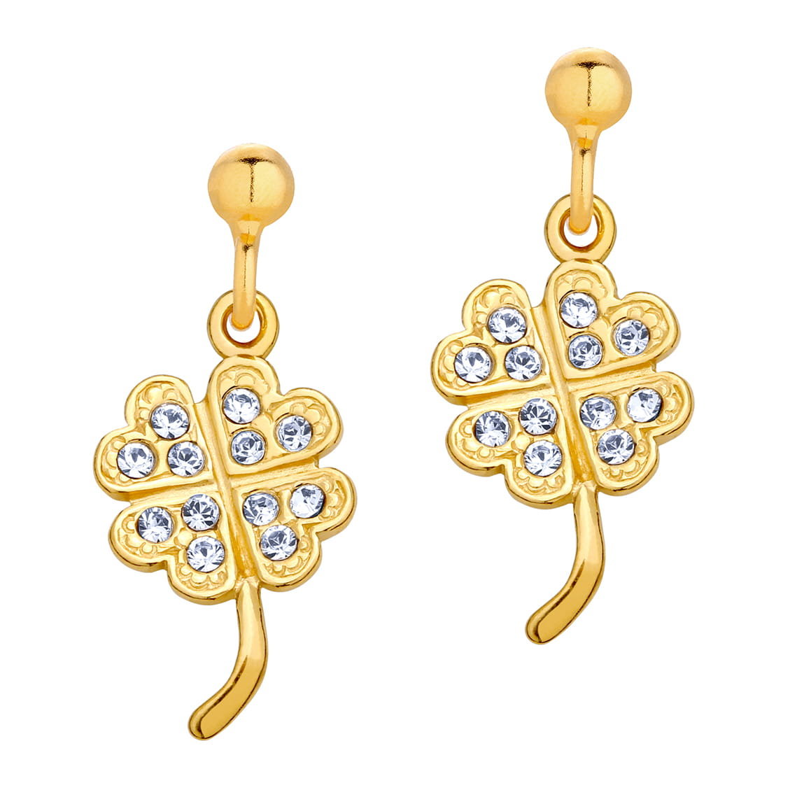 MYNESS Kolczyki pozłacane z koniczynkami