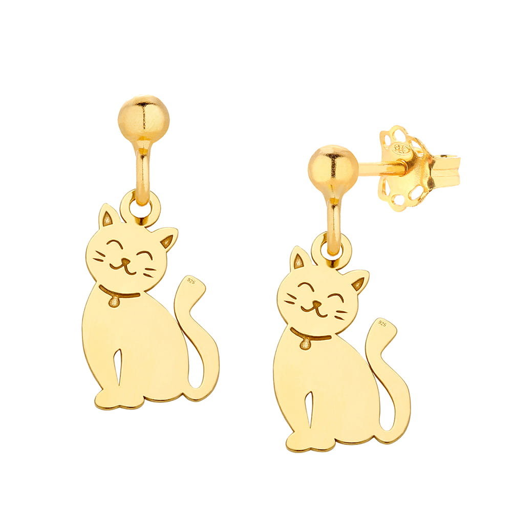 MYNESS Kolczyki pozłacane z kotkami