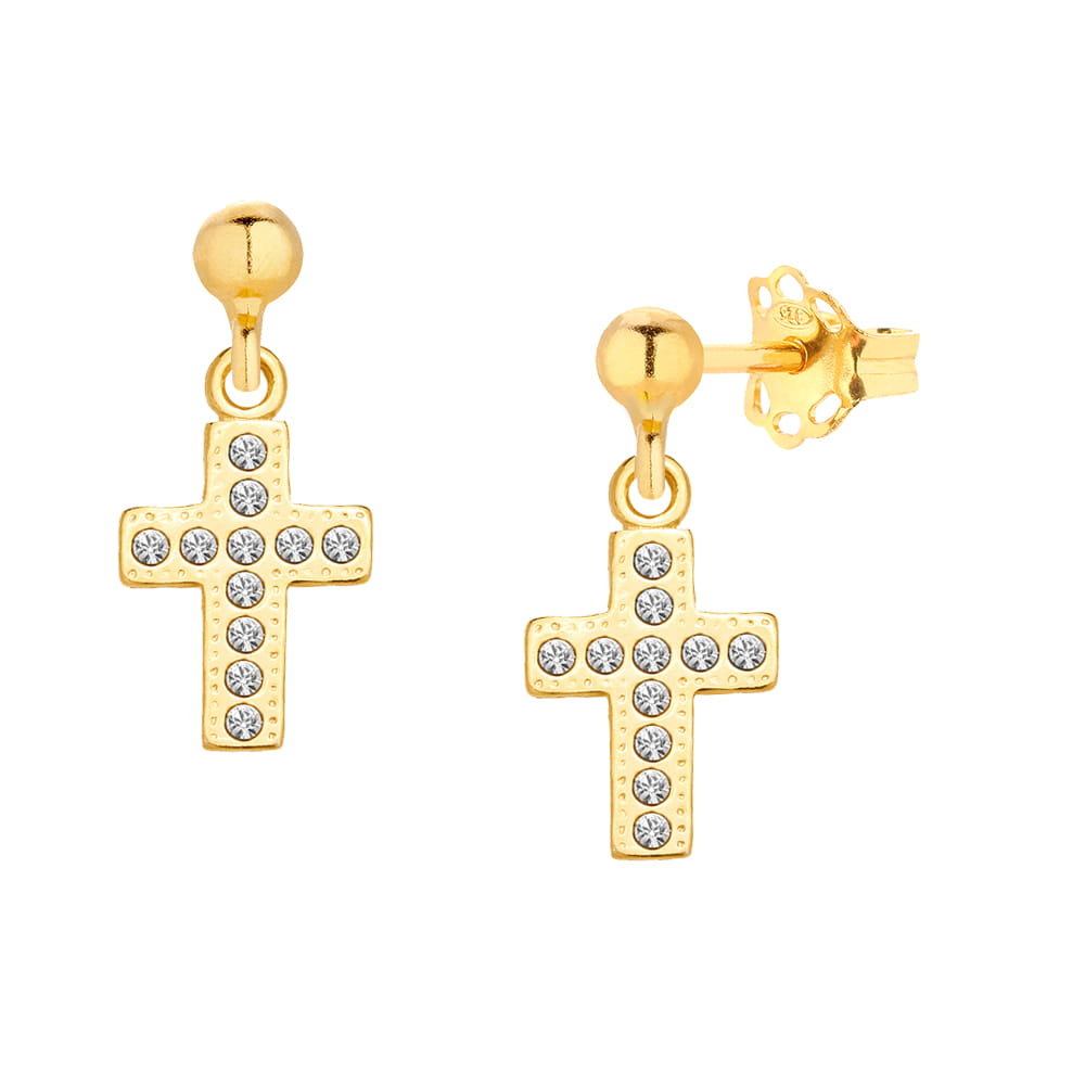 MYNESS Kolczyki pozłacane z krzyżykami Swarovski