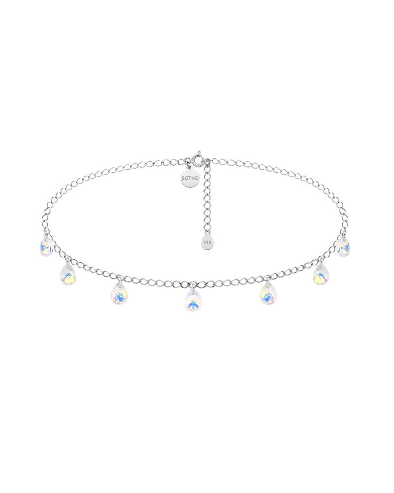 Srebrny choker z opalizującymi kryształami SWAROVSKI® CRYSTAL