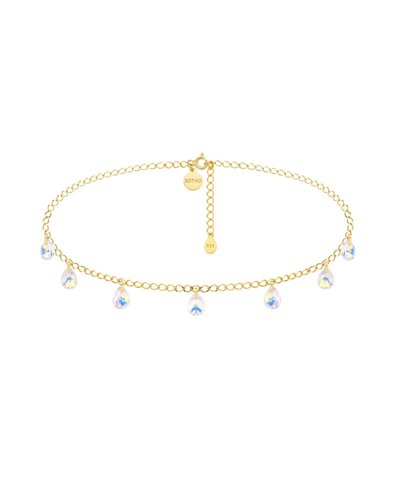 Złoty choker z opalizującymi kryształami SWAROVSKI® CRYSTAL