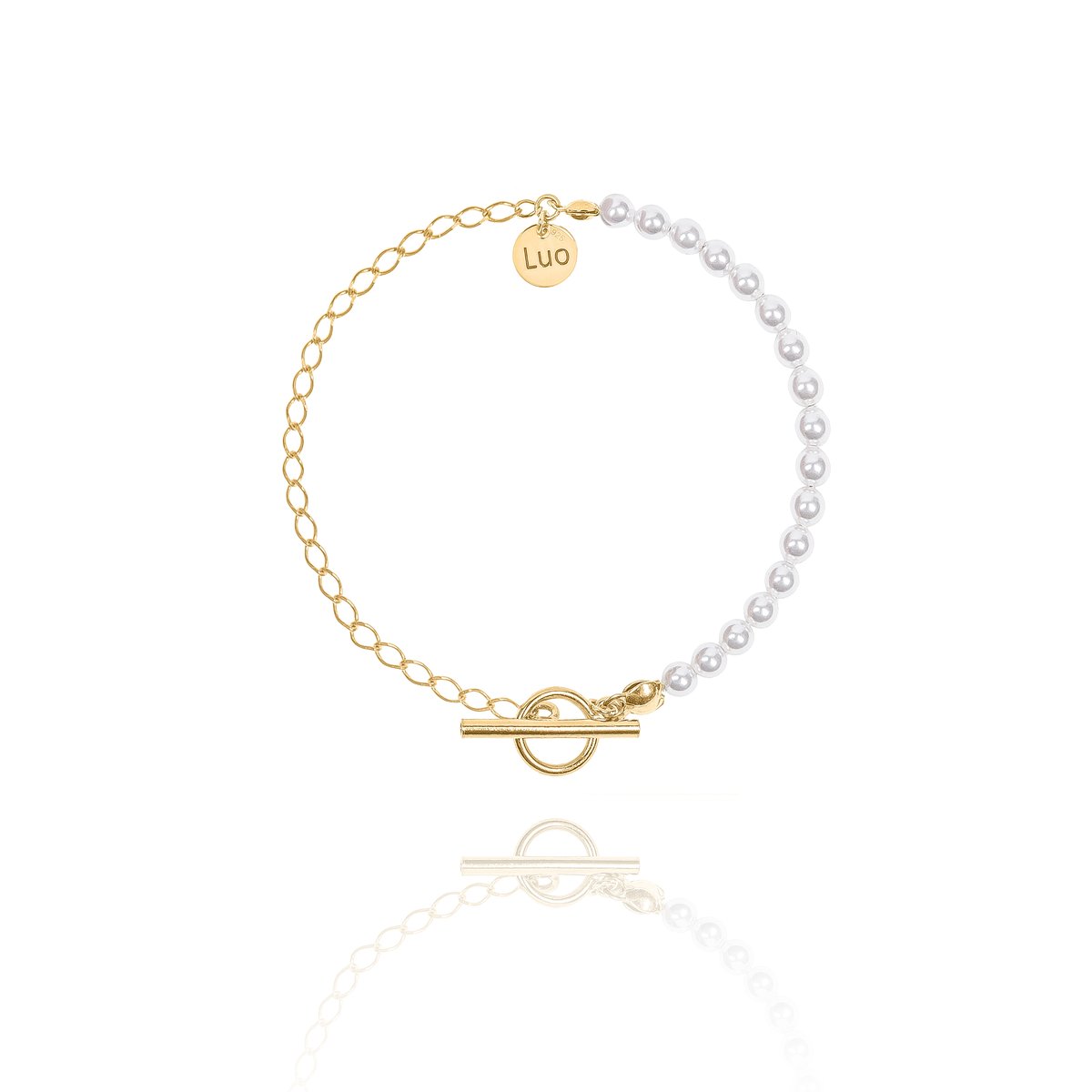 Bransoletka Srebrna Pozłacana Z Perłami