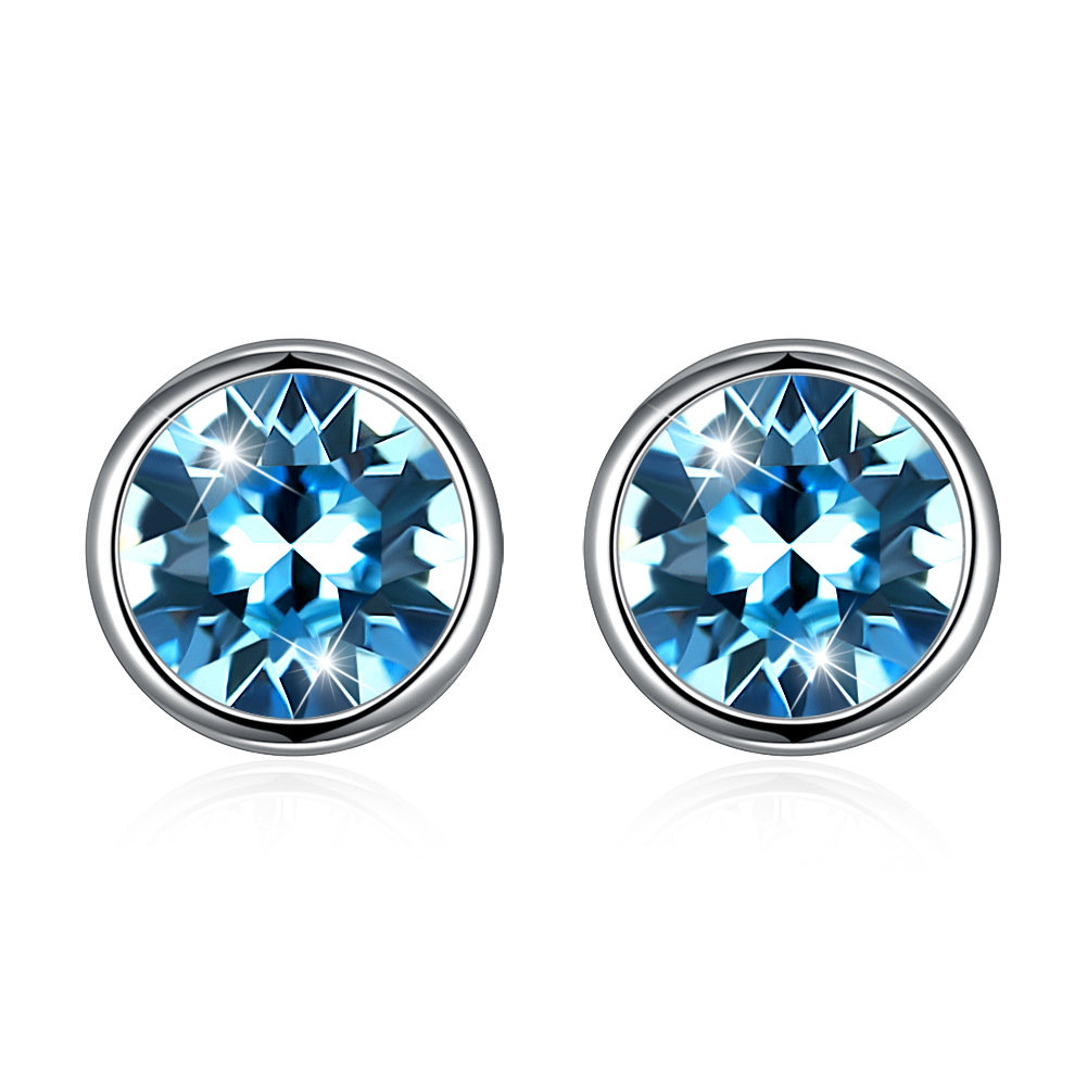 Kolczyki SREBRO 925 błękitne cyrkonie Swarovski