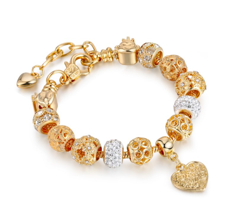 Bransoletka Modułowa Charms Beads Złote Serce