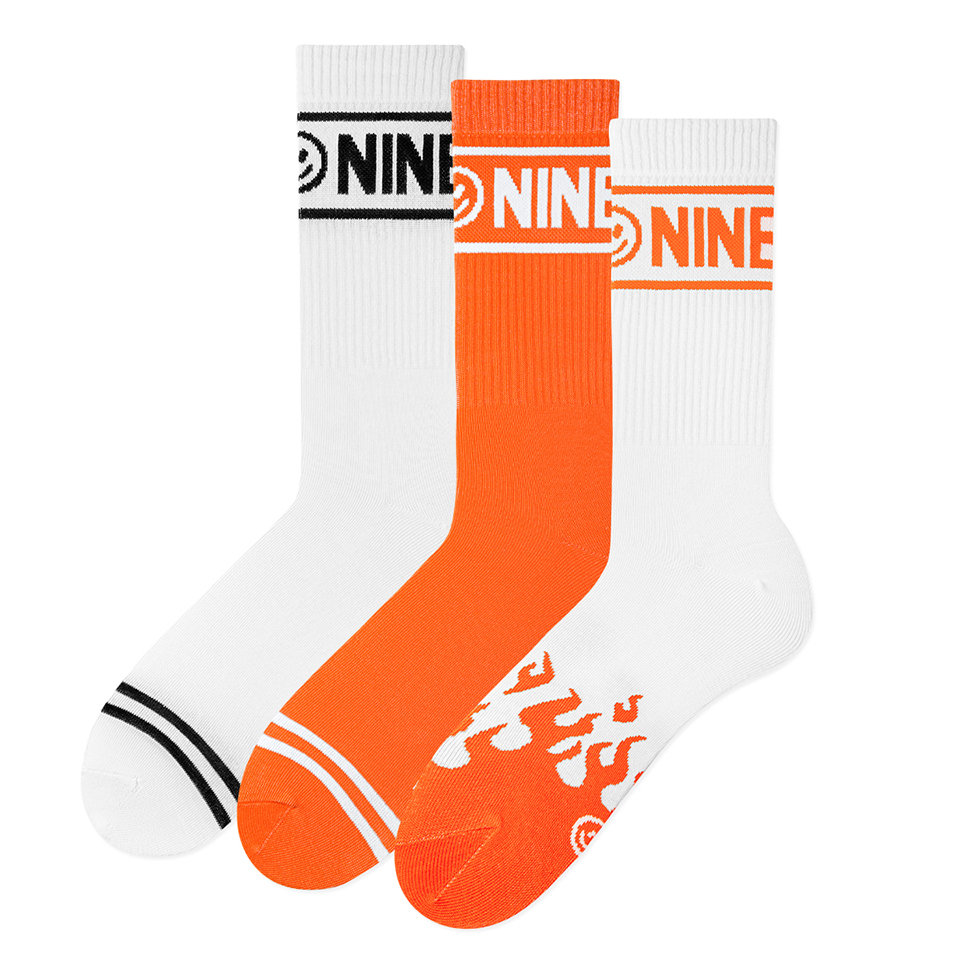 Zooksy, 3-pak długich skarpetek ribbowanych, White Flames, białe, 41/46