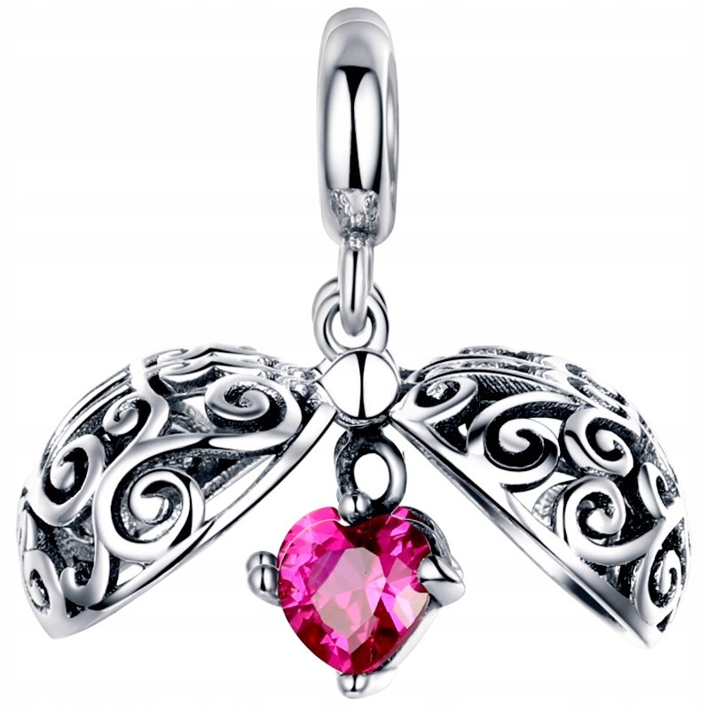 CHARMS OTWIERANY KORALIK Z SERCEM srebro pr 925 CH454