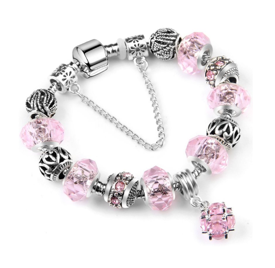 Bransoletka modułowa Charms Beads Różowa 20 cm