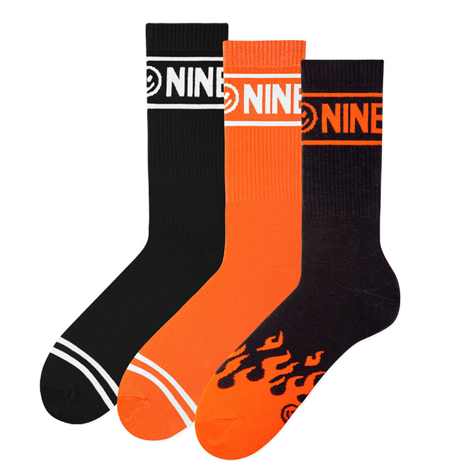 Zooksy, 3-pak długich skarpetek ribbowanych, Black Flames, różnokolorowe, 36/40