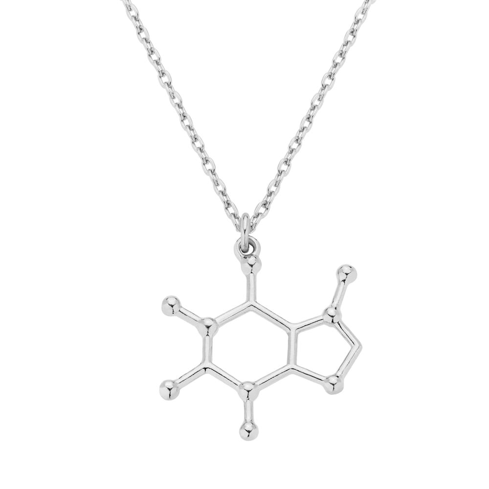MYNESS Naszyjnik srebrny z wzorem chemicznym kofeiny