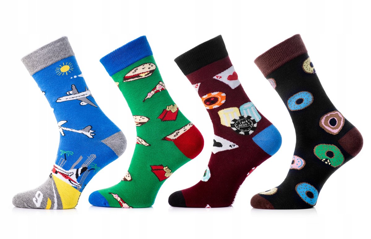 Zestaw 4 Par Skarpetki Męskie Śmieszne [39/42]