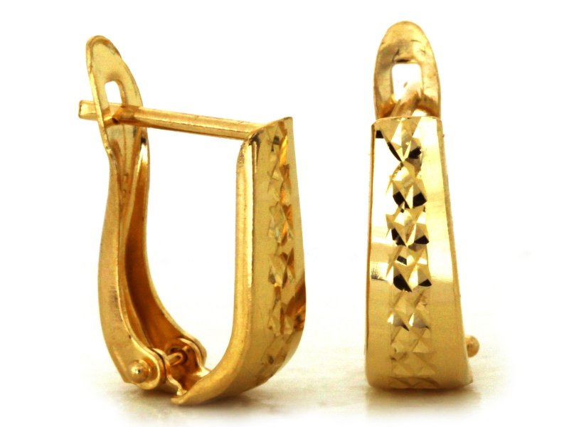Złote kolczyki 585 eleganckie PRZECIENKI 14kt prezent