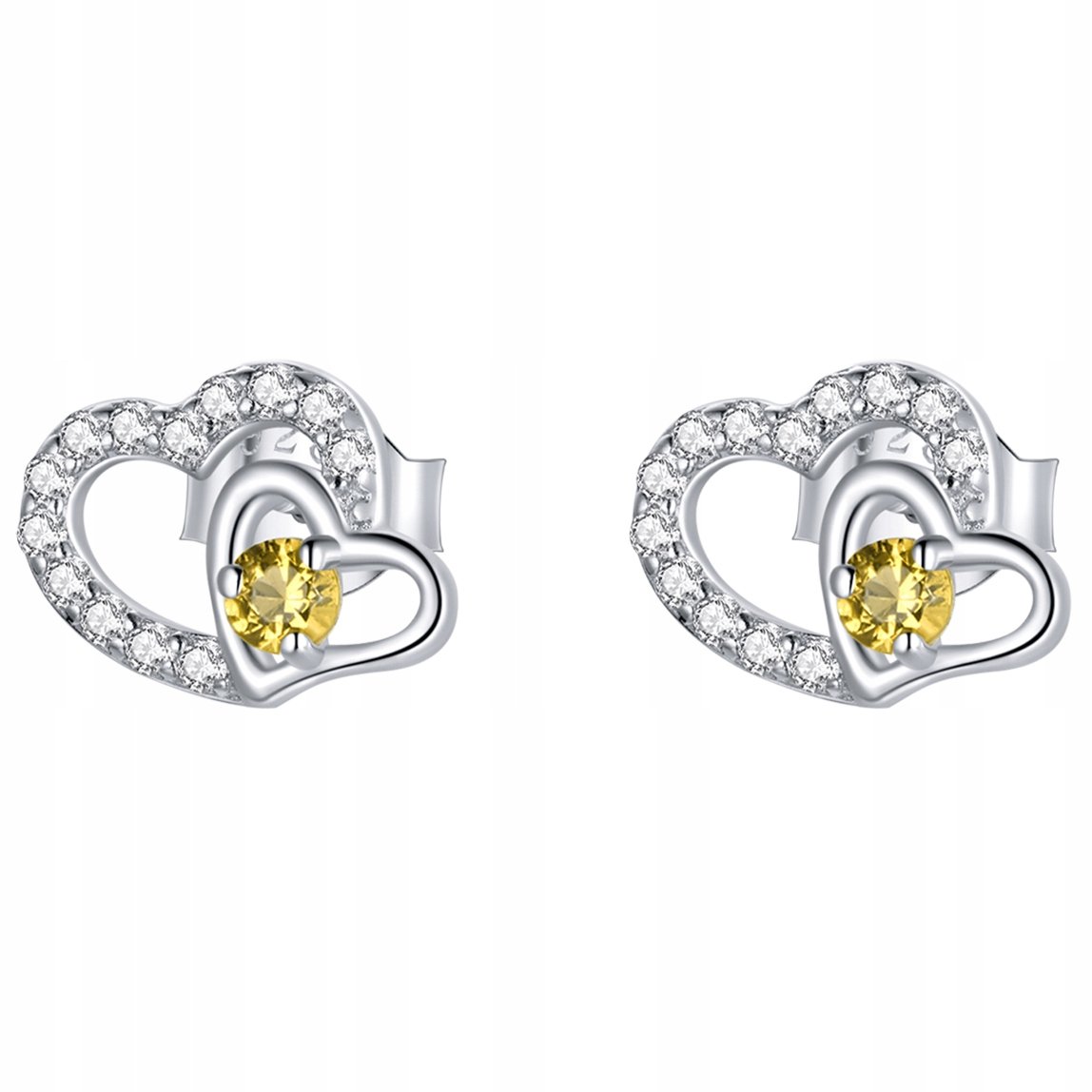 KOLCZYKI srebrne SERCE Z CYRKONIĄ srebro pr 925 KS060