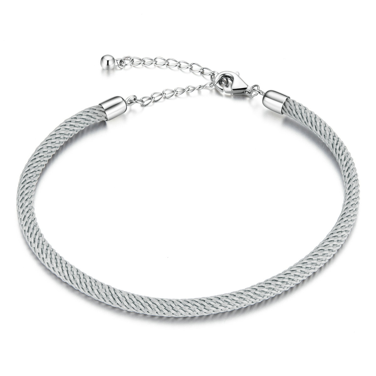 Bransoletka srebrna z szarym sznurkiem do CHARMS beads pr 925