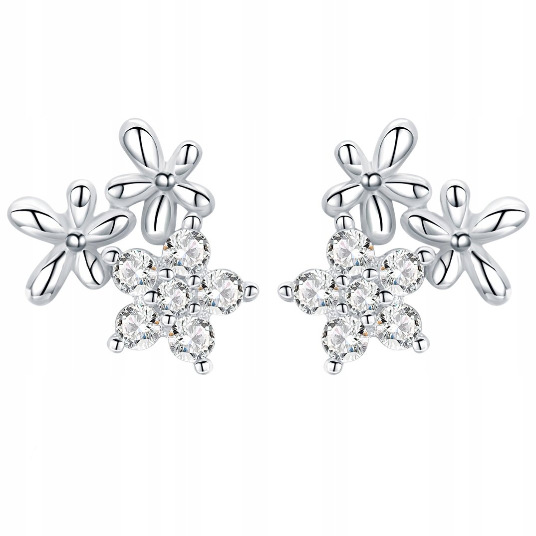 KOLCZYKI srebrne S925 delikatne z KWIATKAMI ks049