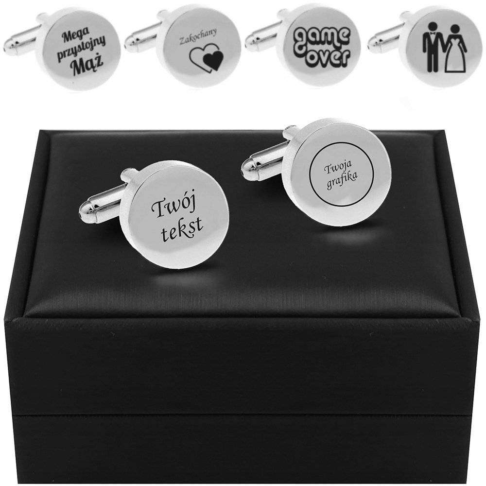 Spinki do mankietów TWÓJ TEKST GRAFIKA Grawer