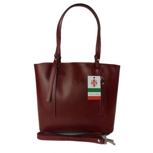 Torebka na ramię Vera Pelle ,Włoski skórzany kuferek format A4, Czerwona KM446R